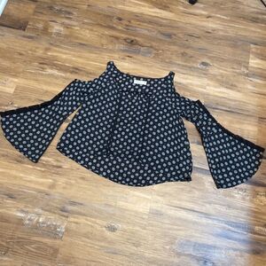 Abercrombie and Fitch Boho Bell Sleeve Blouse Black Floral